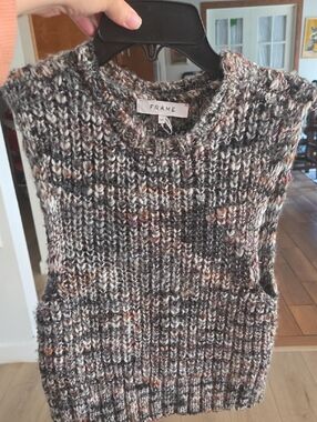 Frame Denim Multicolor Chunky Knit Sleeveless Sweater Vest